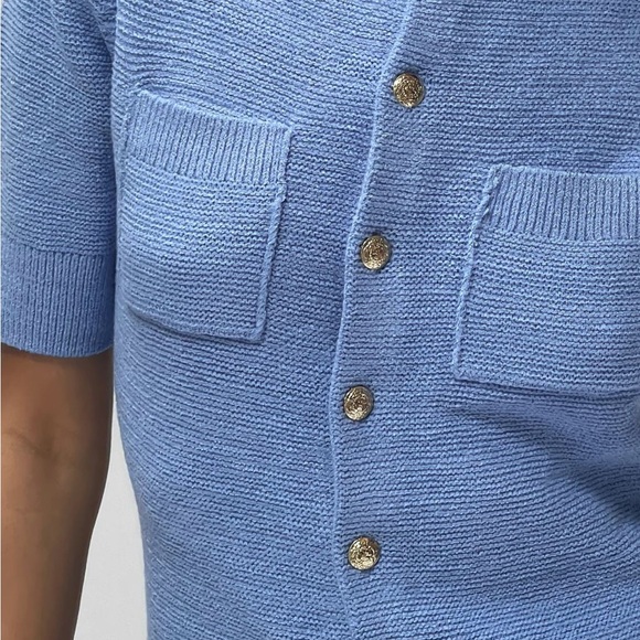 Blue knit sweater dress with buttons - Picture 5 of 7